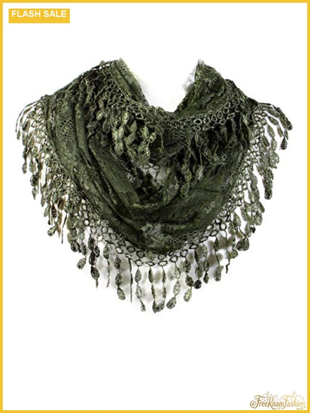 Lace Infinity Scarf Teardrop Fringe Lightweight Polyester One Size